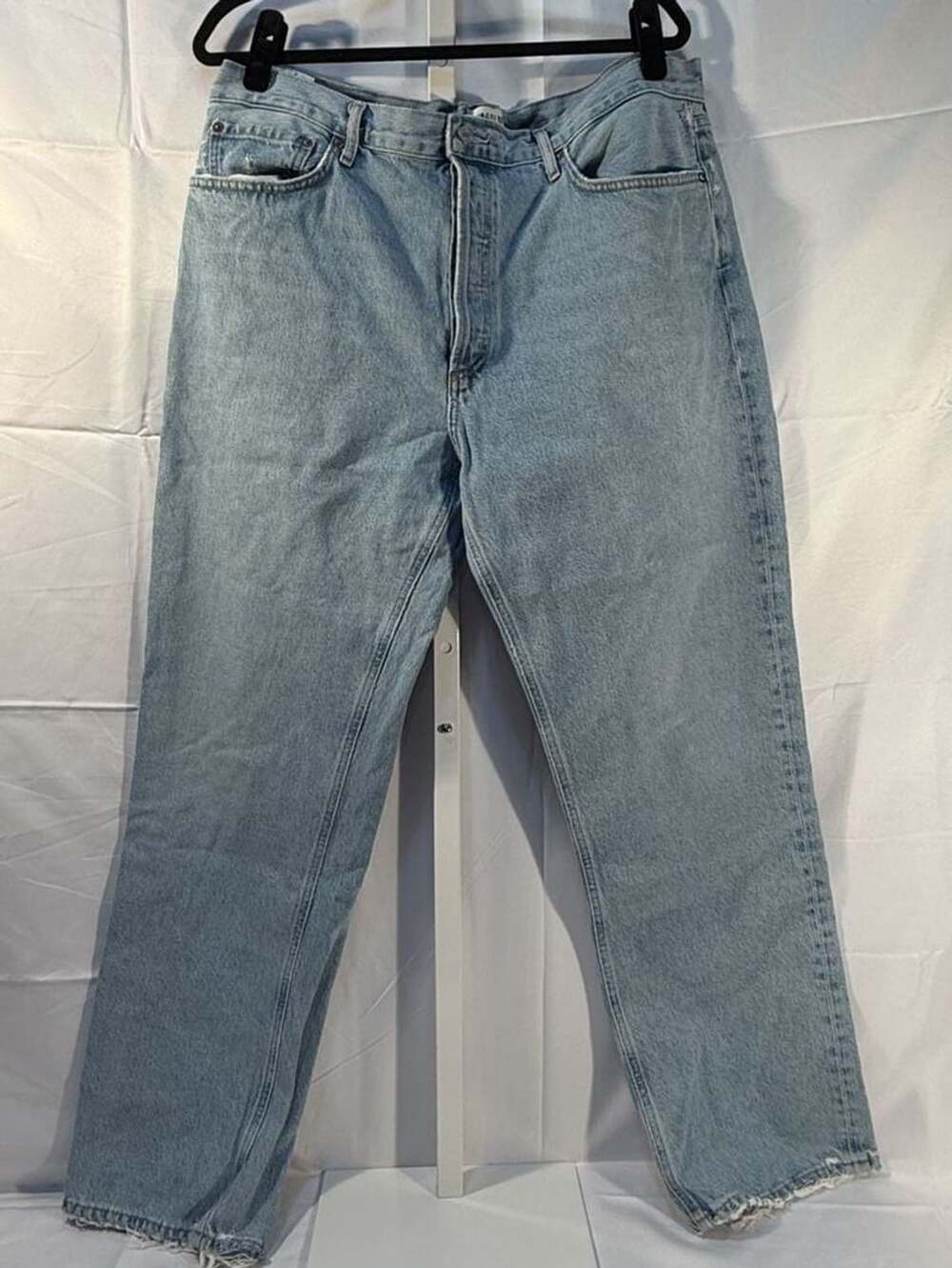 Agolde Lana Mid Rise Loose Straight Jeans Size 34 Light Wash